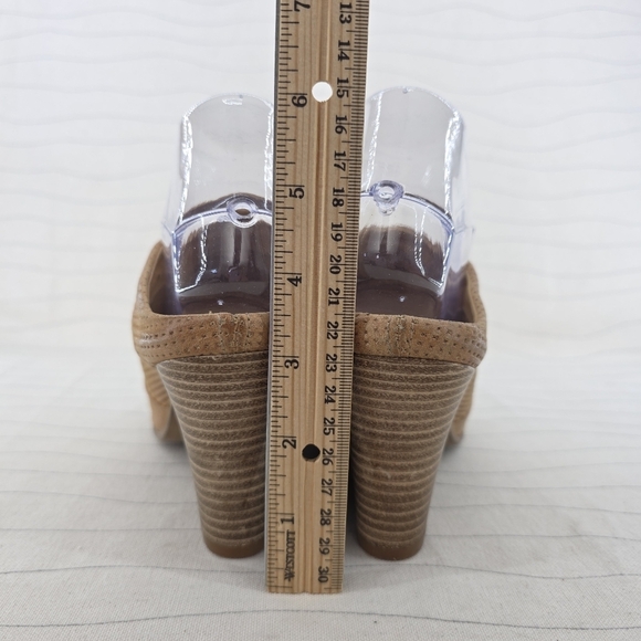 Miz Mooz Womens Leather Slide Wedge Sandals Kenzie Wheat Heels Shoes Size 38 - Picture 6 of 15